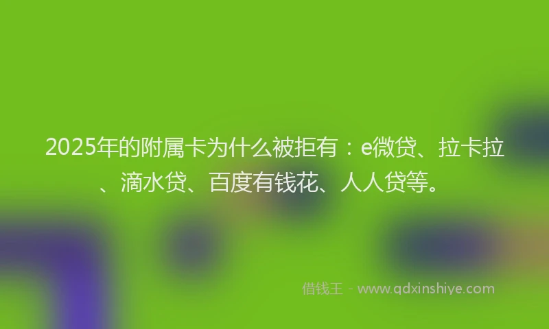2025年的附属卡为什么被拒有：e微贷、拉卡拉、滴水贷、百度有钱花、人人贷等。