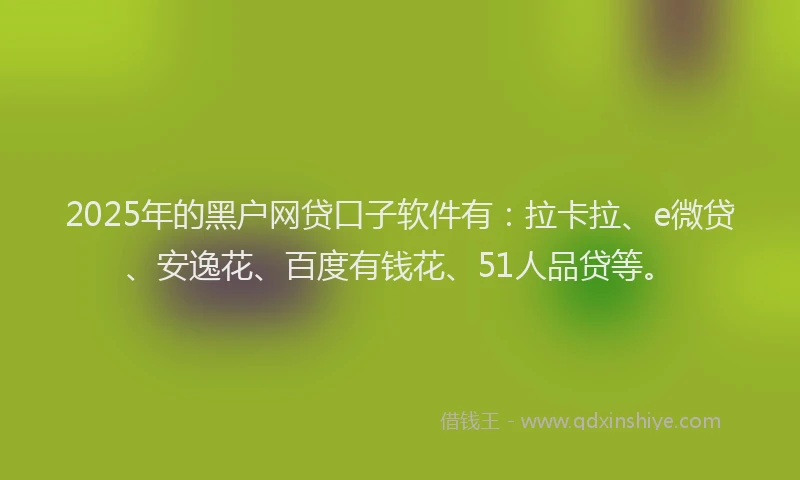 2025年的黑户网贷口子软件有：拉卡拉、e微贷、安逸花、百度有钱花、51人品贷等。