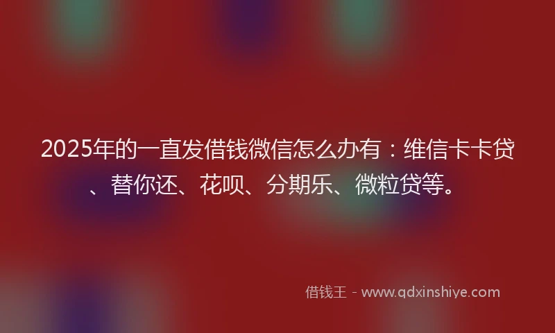 2025年的一直发借钱微信怎么办有：维信卡卡贷、替你还、花呗、分期乐、微粒贷等。