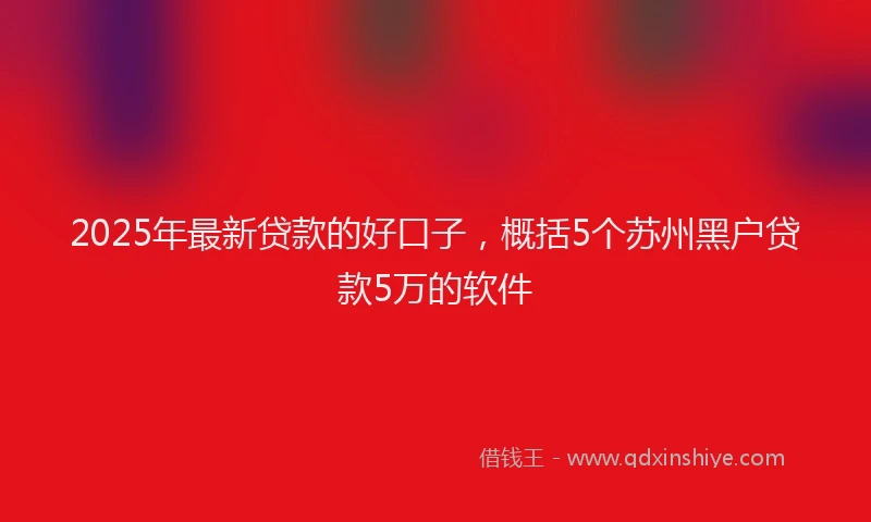 2025年最新贷款的好口子，概括5个苏州黑户贷款5万的软件