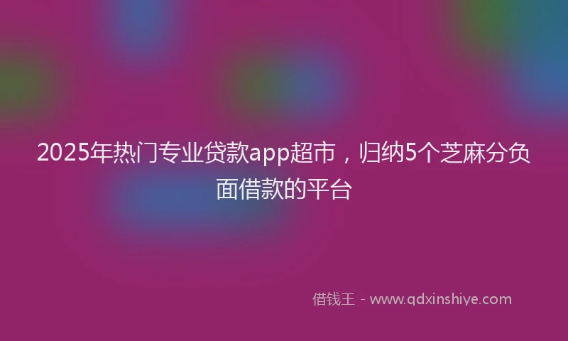 2025年热门专业贷款app超市，归纳5个芝麻分负面借款的平台