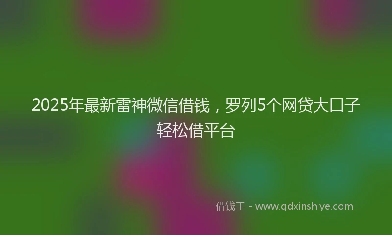 2025年最新雷神微信借钱，罗列5个网贷大口子轻松借平台