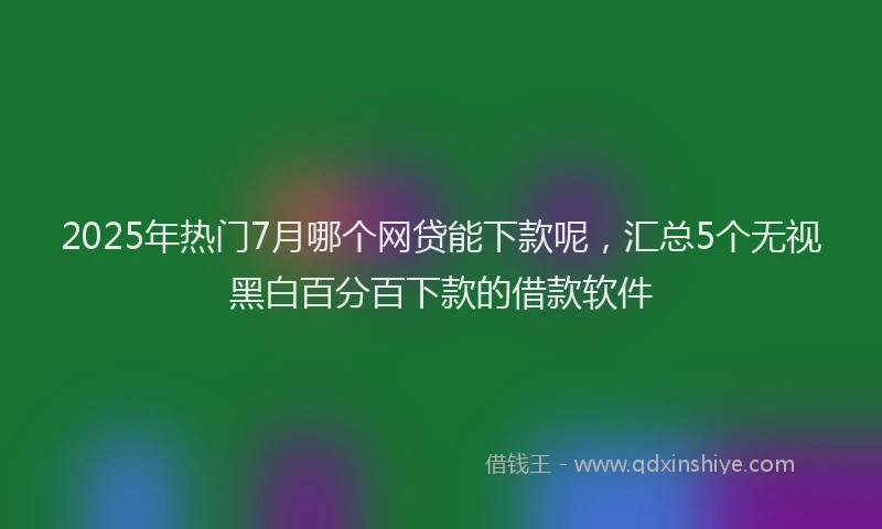 2025年热门7月哪个网贷能下款呢，汇总5个无视黑白百分百下款的借款软件