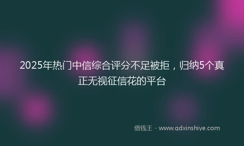 2025年热门中信综合评分不足被拒，归纳5个真正无视征信花的平台