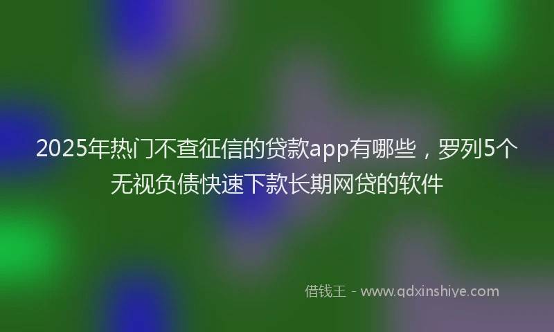 2025年热门不查征信的贷款app有哪些，罗列5个无视负债快速下款长期网贷的软件