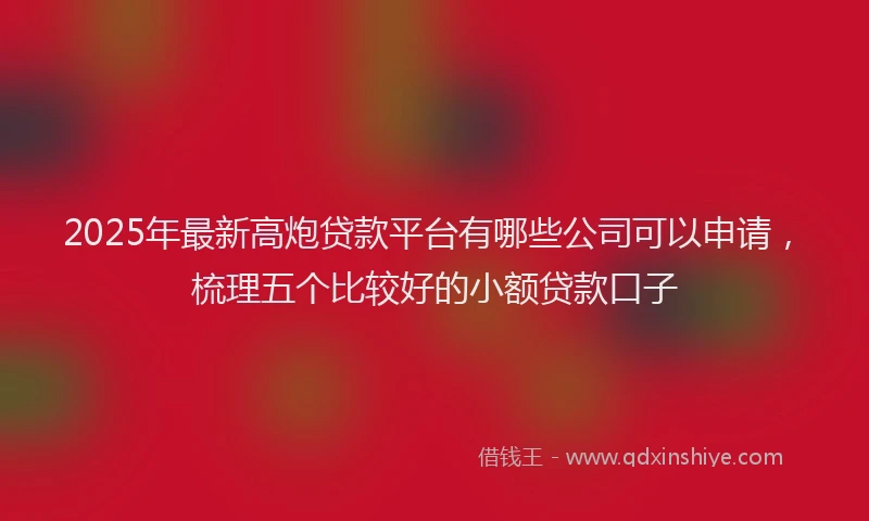 2025年最新高炮贷款平台有哪些公司可以申请，梳理五个比较好的小额贷款口子