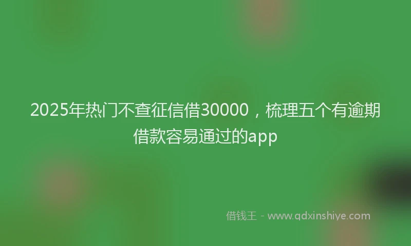 2025年热门不查征信借30000，梳理五个有逾期借款容易通过的app