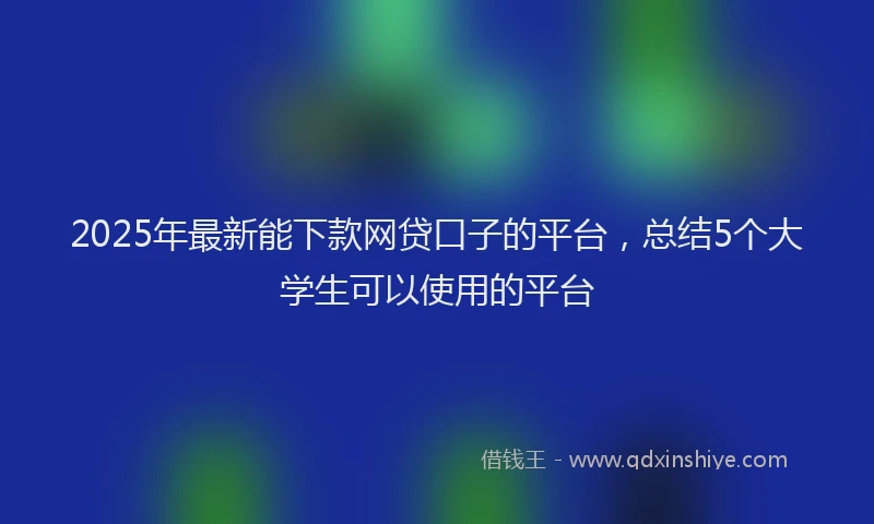 2025年最新能下款网贷口子的平台，总结5个大学生可以使用的平台