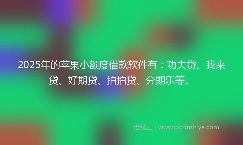 2025年的苹果小额度借款软件有：功夫贷、我来贷、好期贷、拍拍贷、分期乐等。