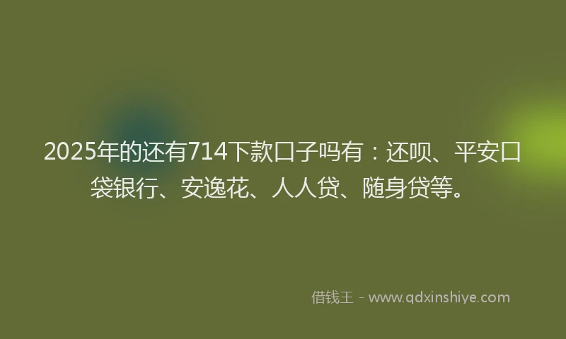 2025年的还有714下款口子吗有：还呗、平安口袋银行、安逸花、人人贷、随身贷等。
