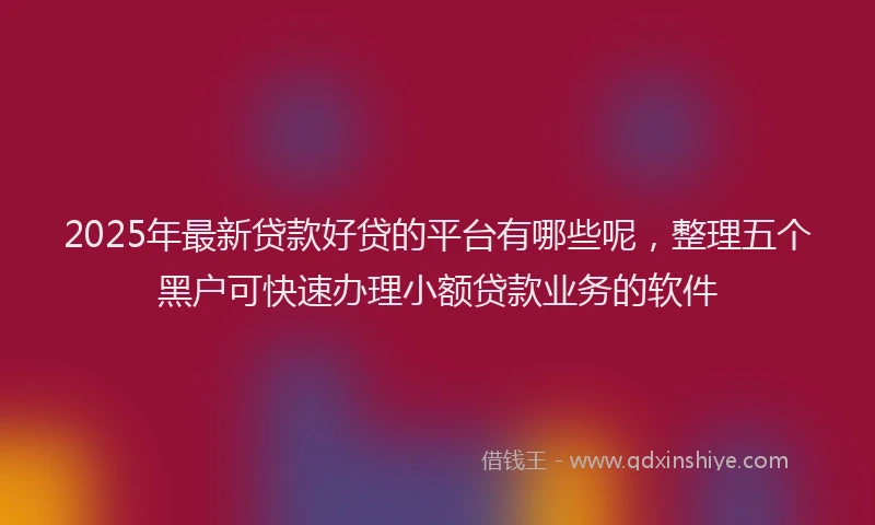 2025年最新贷款好贷的平台有哪些呢，整理五个黑户可快速办理小额贷款业务的软件