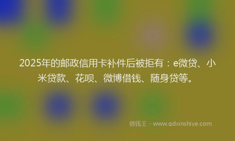 2025年的邮政信用卡补件后被拒有：e微贷、小米贷款、花呗、微博借钱、随身贷等。