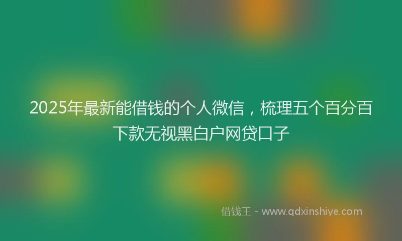 2025年最新能借钱的个人微信，梳理五个百分百下款无视黑白户网贷口子