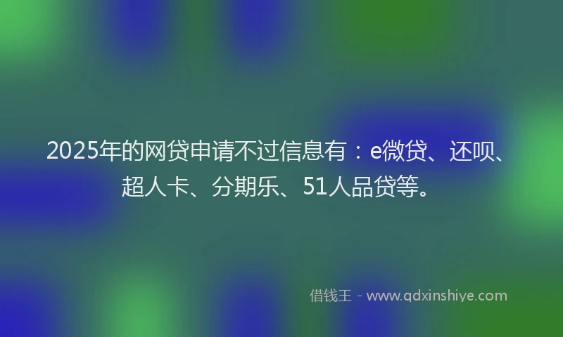 2025年的网贷申请不过信息有：e微贷、还呗、超人卡、分期乐、51人品贷等。
