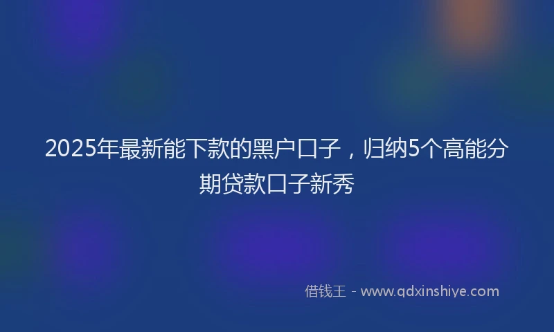 2025年最新能下款的黑户口子，归纳5个高能分期贷款口子新秀