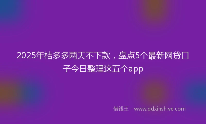 2025年桔多多两天不下款，盘点5个最新网贷口子今日整理这五个app