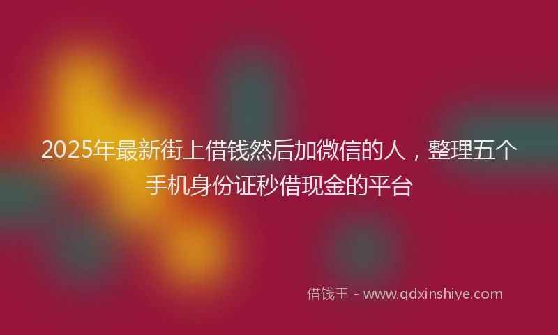 2025年最新街上借钱然后加微信的人，整理五个手机身份证秒借现金的平台