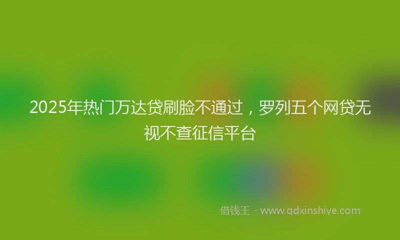2025年热门万达贷刷脸不通过，罗列五个网贷无视不查征信平台