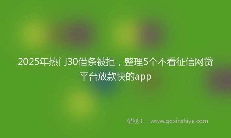 2025年热门30借条被拒，整理5个不看征信网贷平台放款快的app