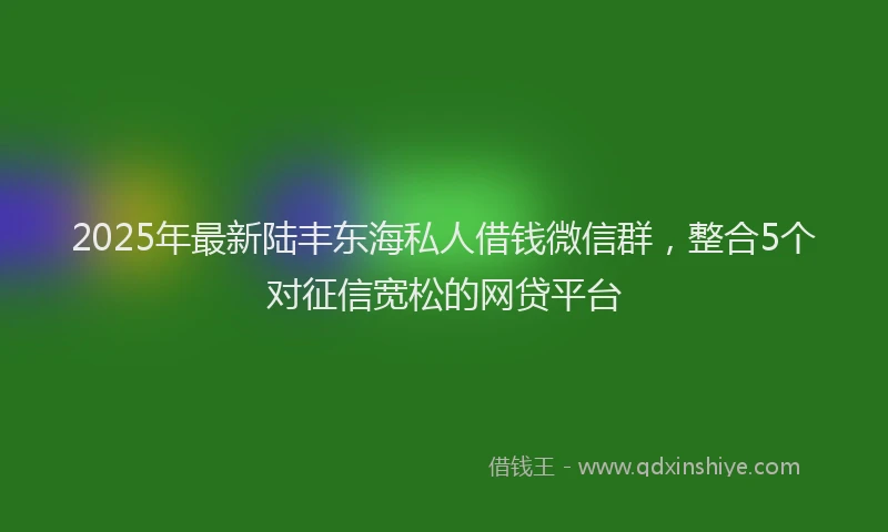 2025年最新陆丰东海私人借钱微信群，整合5个对征信宽松的网贷平台
