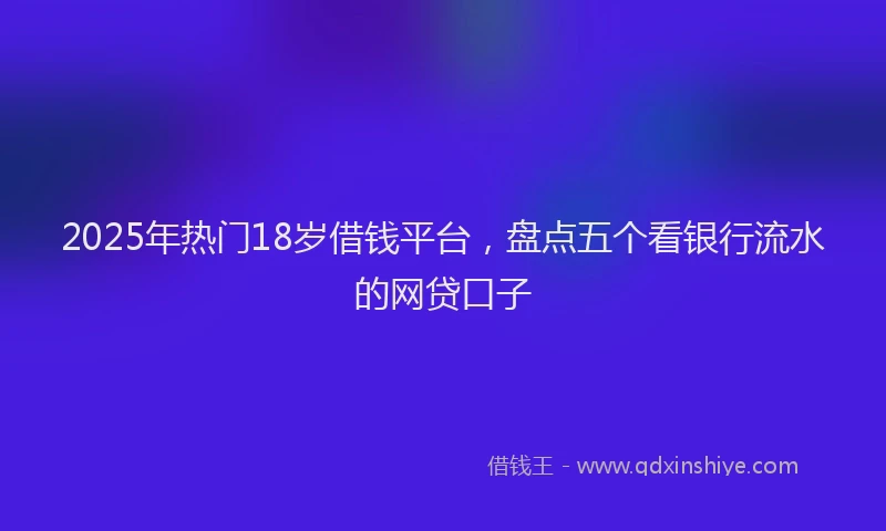 2025年热门18岁借钱平台，盘点五个看银行流水的网贷口子