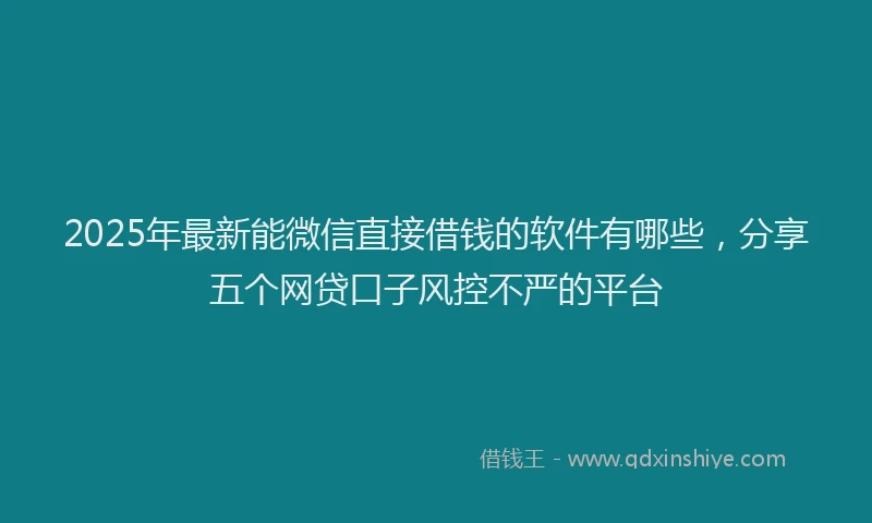 2025年最新能微信直接借钱的软件有哪些，分享五个网贷口子风控不严的平台