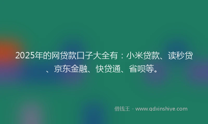 2025年的网贷款口子大全有：小米贷款、读秒贷、京东金融、快贷通、省呗等。
