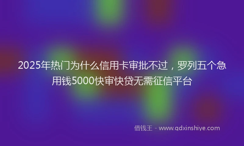 2025年热门为什么信用卡审批不过，罗列五个急用钱5000快审快贷无需征信平台