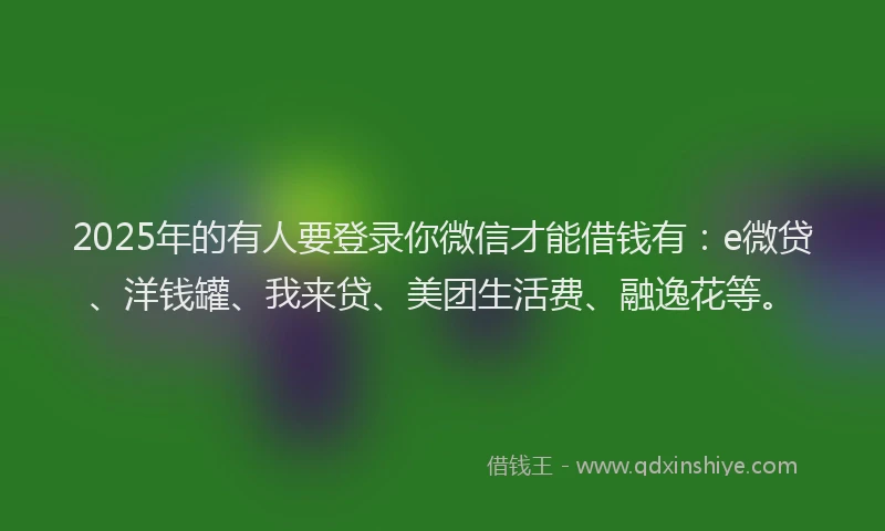 2025年的有人要登录你微信才能借钱有：e微贷、洋钱罐、我来贷、美团生活费、融逸花等。