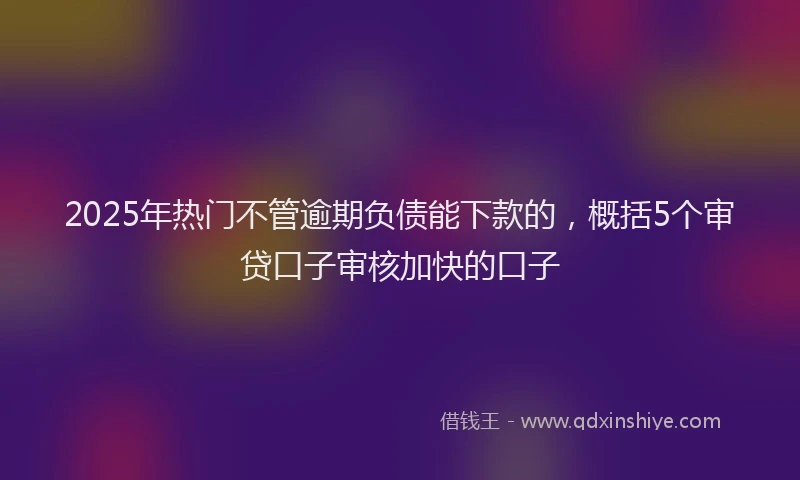 2025年热门不管逾期负债能下款的，概括5个审贷口子审核加快的口子