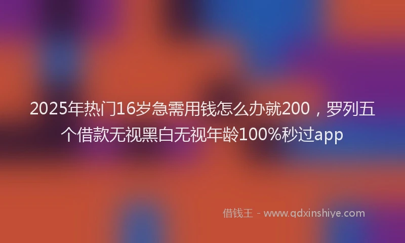 2025年热门16岁急需用钱怎么办就200，罗列五个借款无视黑白无视年龄100%秒过app