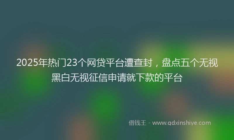 2025年热门23个网贷平台遭查封，盘点五个无视黑白无视征信申请就下款的平台