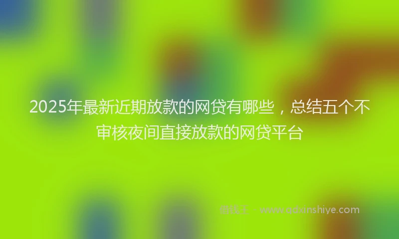 2025年最新近期放款的网贷有哪些，总结五个不审核夜间直接放款的网贷平台