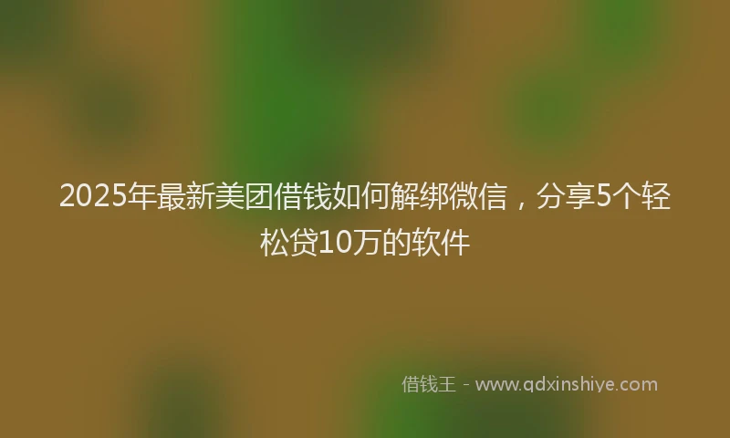 2025年最新美团借钱如何解绑微信，分享5个轻松贷10万的软件