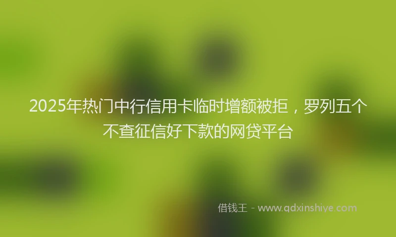 2025年热门中行信用卡临时增额被拒，罗列五个不查征信好下款的网贷平台