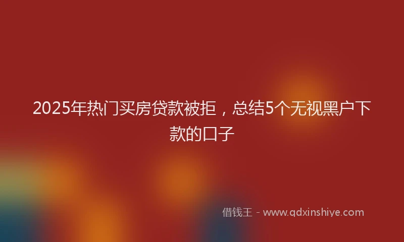 2025年热门买房贷款被拒，总结5个无视黑户下款的口子