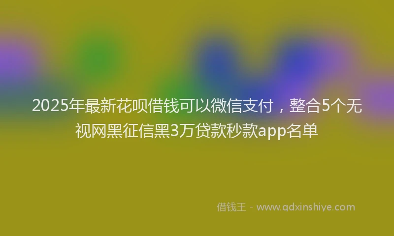 2025年最新花呗借钱可以微信支付，整合5个无视网黑征信黑3万贷款秒款app名单