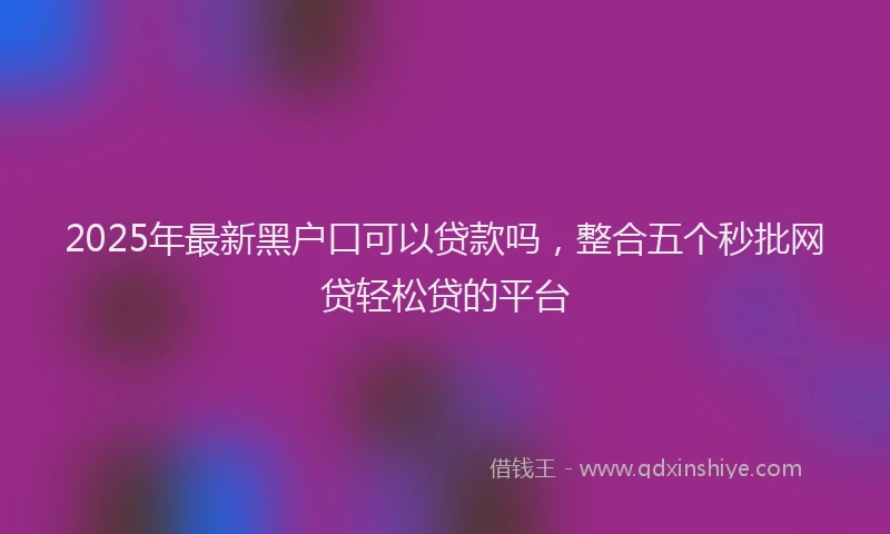 2025年最新黑户口可以贷款吗，整合五个秒批网贷轻松贷的平台