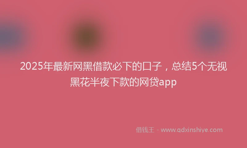 2025年最新网黑借款必下的口子，总结5个无视黑花半夜下款的网贷app
