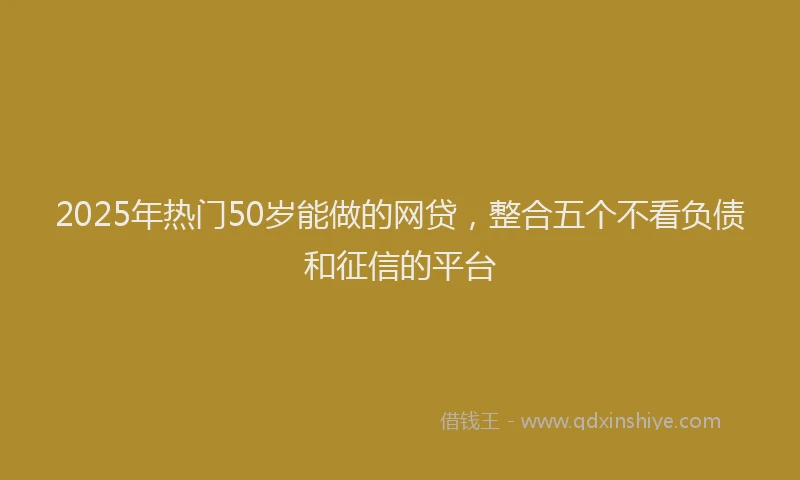 2025年热门50岁能做的网贷，整合五个不看负债和征信的平台