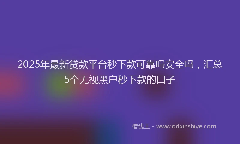 2025年最新贷款平台秒下款可靠吗安全吗，汇总5个无视黑户秒下款的口子