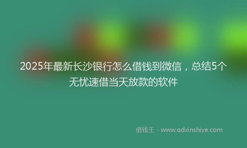 2025年最新长沙银行怎么借钱到微信，总结5个无忧速借当天放款的软件