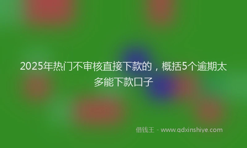 2025年热门不审核直接下款的，概括5个逾期太多能下款口子