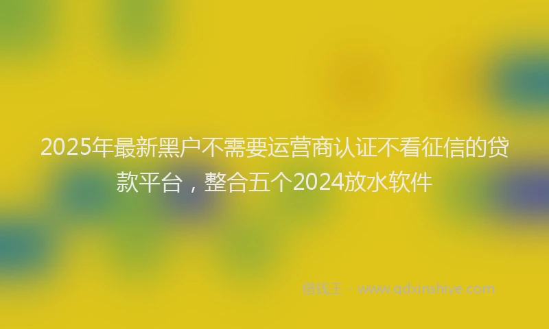 2025年最新黑户不需要运营商认证不看征信的贷款平台，整合五个2024放水软件