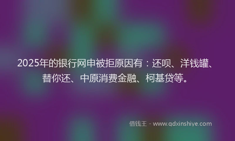 2025年的银行网申被拒原因有：还呗、洋钱罐、替你还、中原消费金融、柯基贷等。