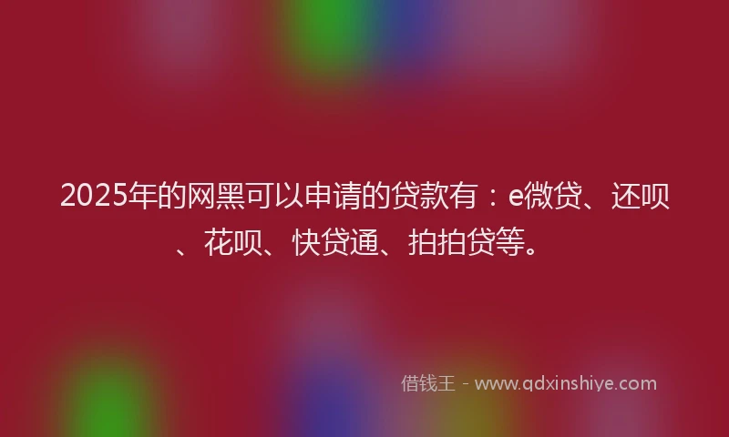 2025年的网黑可以申请的贷款有：e微贷、还呗、花呗、快贷通、拍拍贷等。