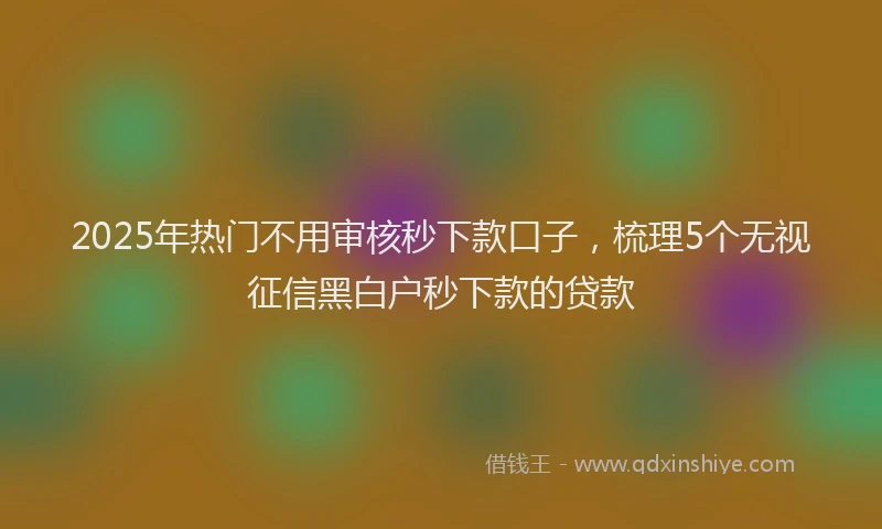 2025年热门不用审核秒下款口子，梳理5个无视征信黑白户秒下款的贷款