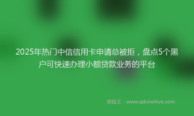 2025年热门中信信用卡申请总被拒，盘点5个黑户可快速办理小额贷款业务的平台