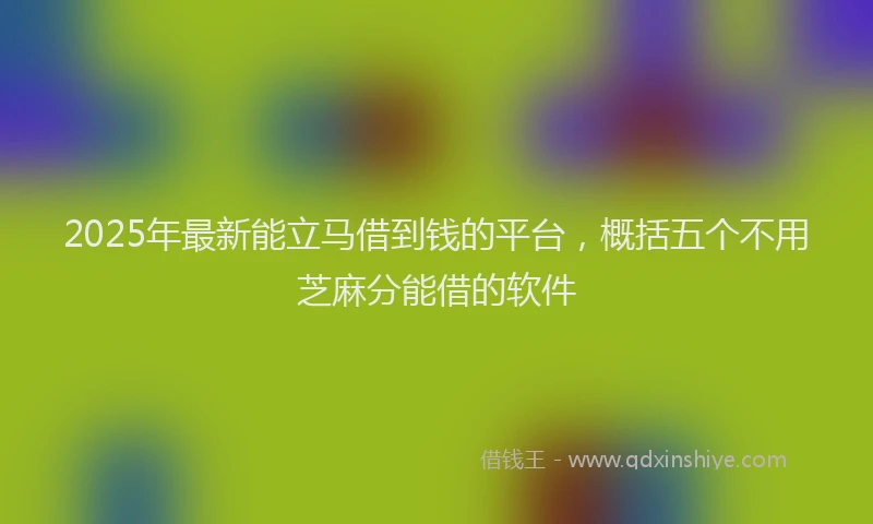 2025年最新能立马借到钱的平台，概括五个不用芝麻分能借的软件