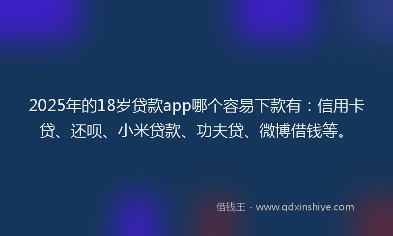 2025年的18岁贷款app哪个容易下款有：信用卡贷、还呗、小米贷款、功夫贷、微博借钱等。